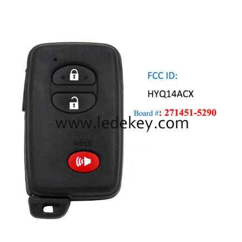 Toyota 2+1 button Smart Key 314Mhz P1 D4 4D-67 Chip FCCID :HYQ14ACX Board # 271451-5290 For Toyota Prius Rav4 Highlander Land Cruiser 2007+