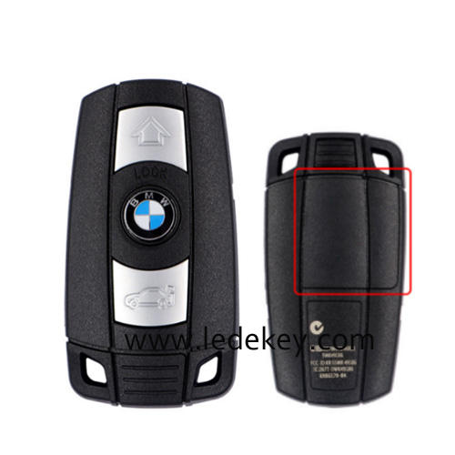 BMW 5 series 3 button remote key blank shell with blade and words on the back with battery clamp