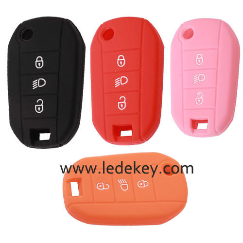 3 buttons Silicone key cover for Citroen Peugeot(4 colors optional)