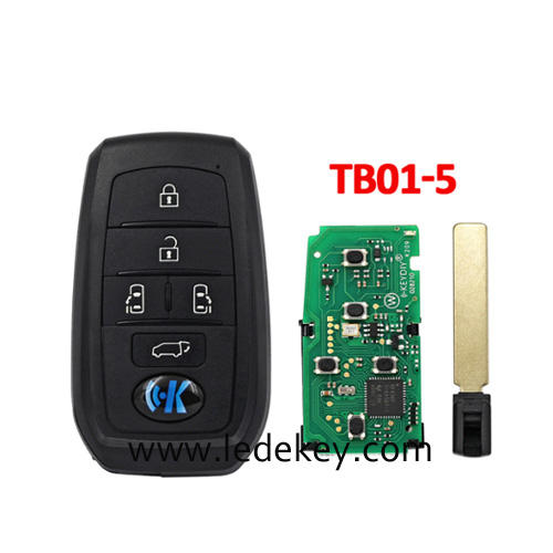 KEYDIY KD TB01-5 Smart Key Universal Remote Control With 8A Transponder Chip For Toyota/Lexus Car Keys