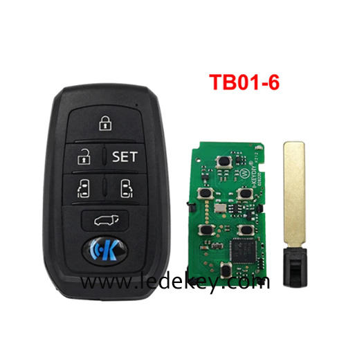 KEYDIY KD TB01-6 Smart Key Universal Remote Control With 8A Transponder Chip For Toyota/Lexus Car Keys