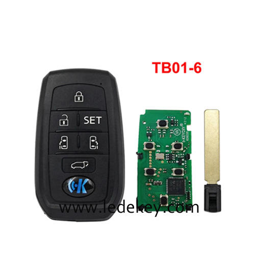 KEYDIY KD TB01-6 Smart Key Universal Remote Control With 8A Transponder Chip For Toyota/Lexus Car Keys