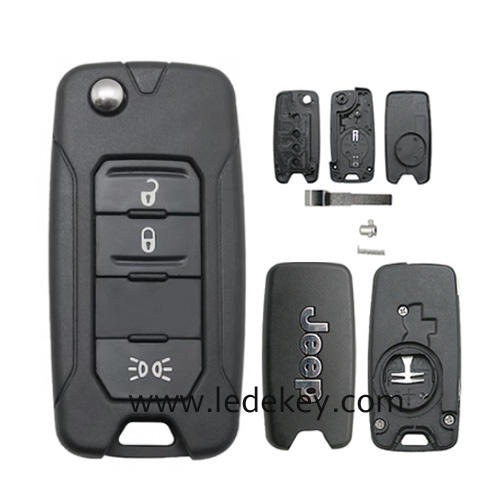 Jeep 3 Button Flip Remote Key Shell With SIP22 Blade
