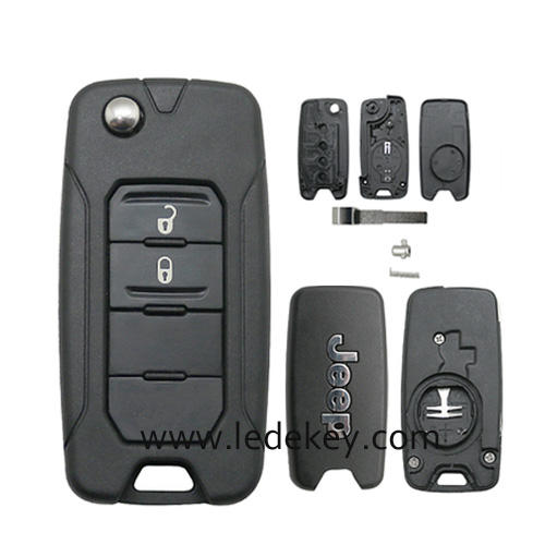 Jeep 2 Button Flip Remote Key Shell With SIP22 Blade