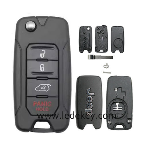 Jeep 3+1 Button Flip Remote Key Shell With SIP22 Blade