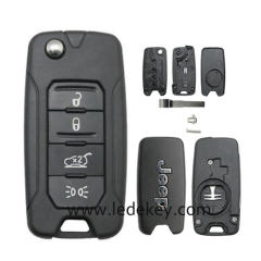 Jeep 4 Button Flip Remote Key Shell With SIP22 Blade