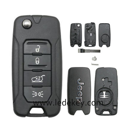 Jeep 4 Button Flip Remote Key Shell With SIP22 Blade