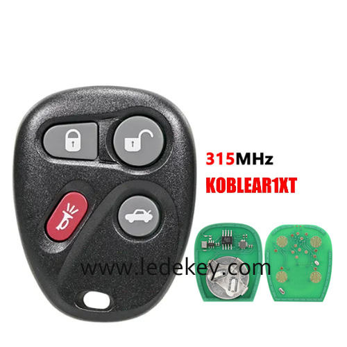 For Chevrolet Cadillac 4 button remote key with 315Mhz FCCID:KOBLEAR1XT