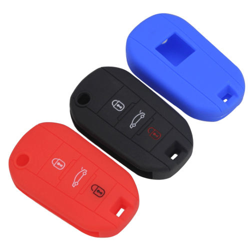 3 buttons Silicone key cover for Peugeot Citroen (3 colors optional)