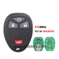 For Chevrolet GMC 4 button remote key with 315Mhz FCCID:OUC60270