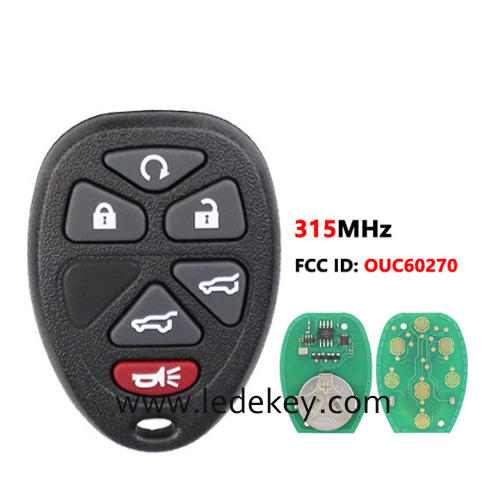For Chevrolet GMC 6 button remote key with 315Mhz FCCID:OUC60270