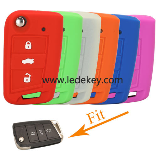 3 buttons Silicone key cover for VW C5 golf7 mk7 (6 colors optional)