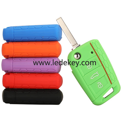 3 buttons Silicone key cover for VW golf7 mk7 (6 colors optional)