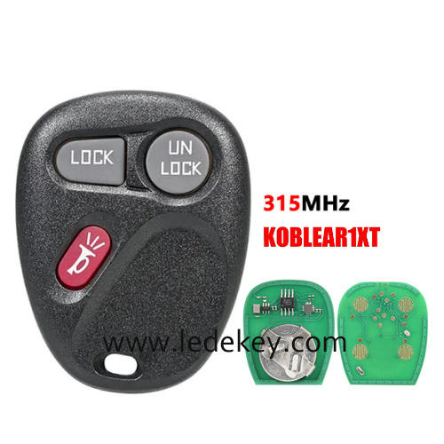 For Chevrolet Cadillac 3 button remote key with 315Mhz FCCID:KOBLEAR1XT