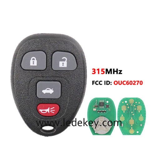 For Chevrolet GMC 4 button remote key with 315Mhz FCCID:OUC60270