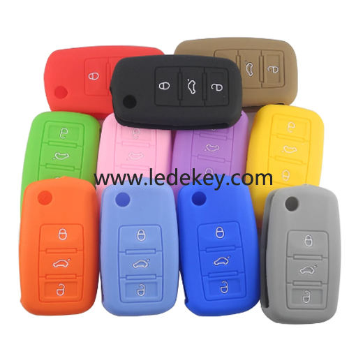3 buttons Silicone key cover for VW  (11 colors optional)