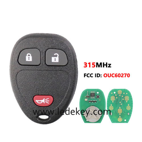 For Chevrolet GMC 3 button remote key with 315Mhz FCCID:OUC60270