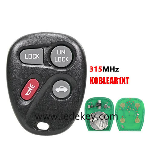 For Chevrolet Cadillac 4 button remote key with 315Mhz FCCID:KOBLEAR1XT