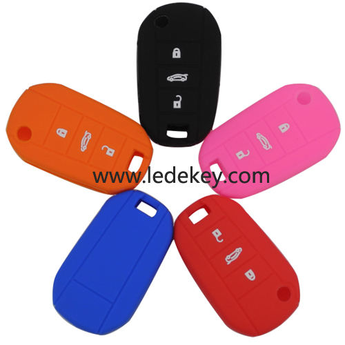 3 buttons Silicone key cover for Peugeot Citroen (5 colors optional)