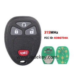 For Chevrolet GMC 4 button remote key with 315Mhz FCCID:KOBGT04A