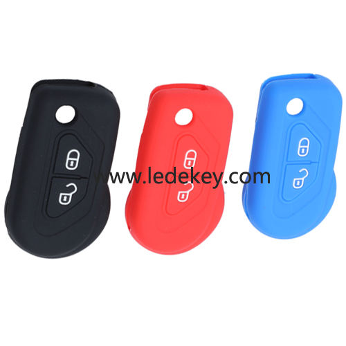 2 buttons Silicone key cover for Peugeot Citroen (3 colors optional)
