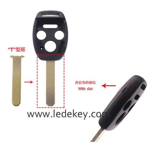 2 Button High Quality Explosion-Proof Remote Key Shell HON66，T-Shaped Key Embryo Two-in-One Detachable Chip Slot