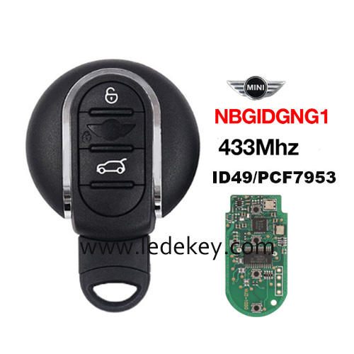3 Button Smart Remote Key KeylessGo With ID49-PCF7953 Chip 433Mhz FCC ID: NBGIDGNG1 for BMW Mini Cooper Clubman Countryman 2015-2020