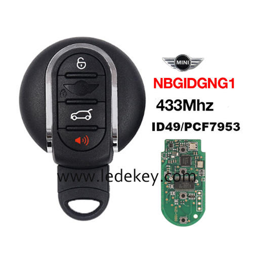4 Button Smart Remote Key KeylessGo With ID49-PCF7953 Chip 433Mhz FCC ID: NBGIDGNG1 for BMW Mini Cooper Clubman Countryman 2015-2020