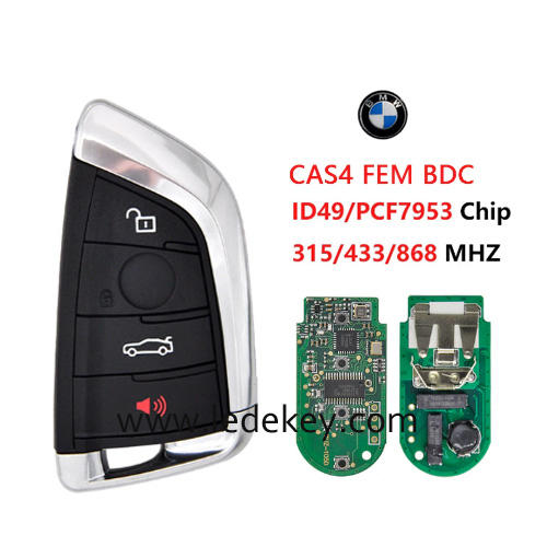 Black Color 4 Button BMW 3 5 7 F Series CAS4 CAS4+ FEM/BDC Smart Remote Key KeylessGo  With ID49-PCF7953 Chip 315/433/868Mhz (pls choose frequency)