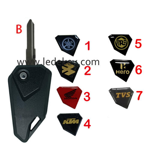 B blade motorcycle key blank (pls choose Logo sticker)