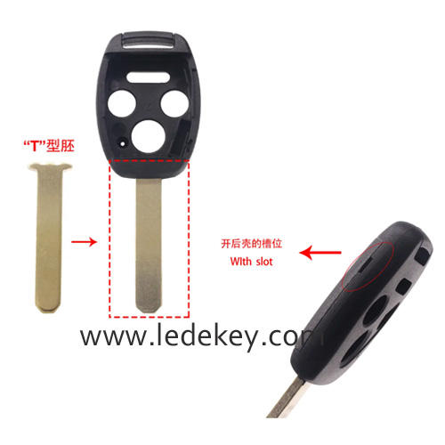 3+1 Button High Quality Explosion-Proof Remote Key Shell HON66，T-Shaped Key Embryo Two-in-One Detachable Chip Slot