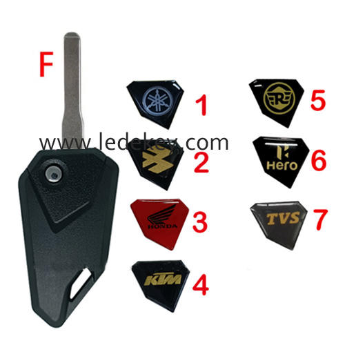 F blade motorcycle key blank (pls choose Logo sticker)