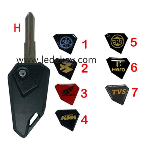 H blade motorcycle key blank (pls choose Logo sticker)