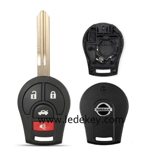 For Nissan 3+1 button remote key shell with logo
