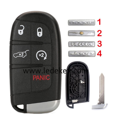 For Chrysler/Dodge/Jeep/RAM 4+1 button SUV remote key shell case (pls choose logo)