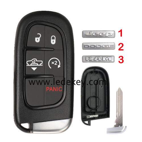 For Jeep/Dodge/RAM 4+1 button remote key shell case (pls choose logo)