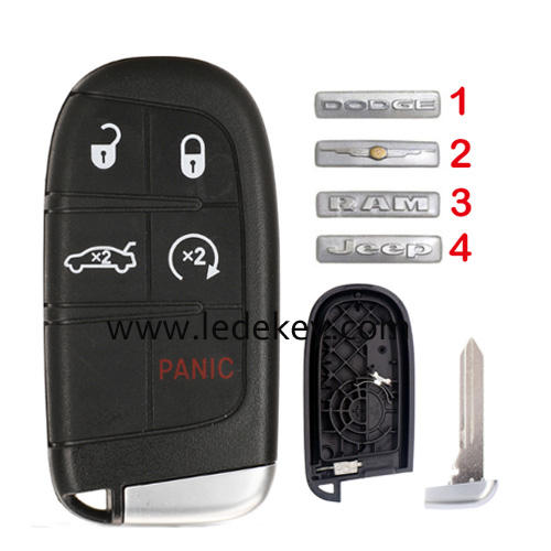 For Chrysler/Dodge/Jeep/RAM 4+1 button remote key shell case (pls choose logo)