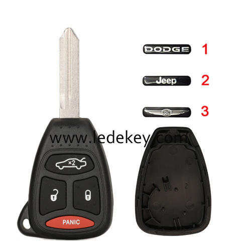 For Chrysler/Dodge/Jeep 3+1 button remote key shell case No battery clamp (pls choose logo)