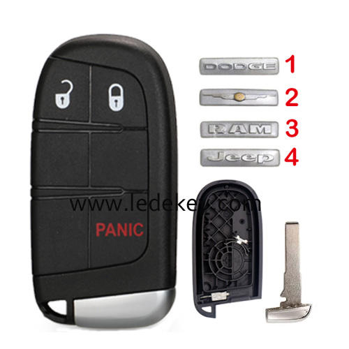 For Chrysler/Dodge/Jeep/RAM 2+1 button remote key shell case (pls choose logo)