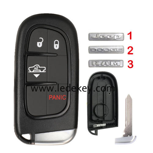For Jeep/Dodge/RAM 3+1 button remote key shell case (pls choose logo)