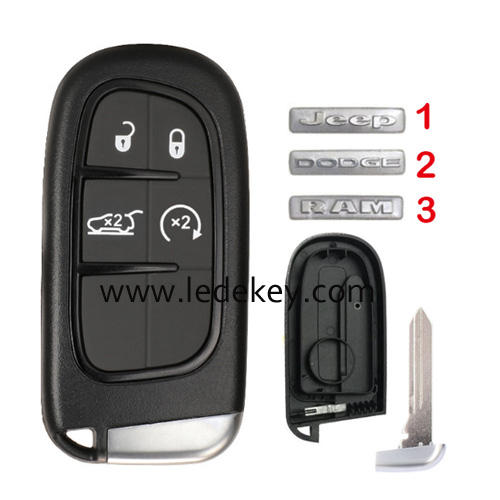 For Jeep/Dodge/RAM 4 button remote key shell case (pls choose logo)