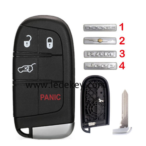 For Chrysler/Dodge/Jeep/RAM 3+1 button SUV remote key shell case (pls choose logo)