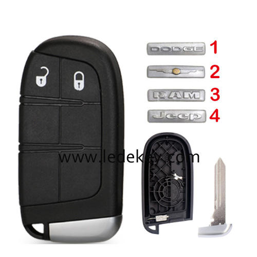 For Chrysler/Dodge/Jeep/RAM 2 button remote key shell case (pls choose logo)