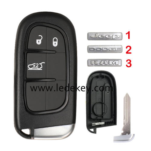 For Jeep/Dodge/RAM 3 button remote key shell case (pls choose logo)