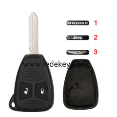 For Chrysler/Dodge/Jeep 2 button remote key shell case No battery clamp (pls choose logo)