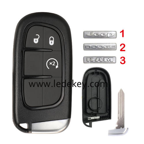 For Jeep/Dodge/RAM 3 button remote key shell case (pls choose logo)