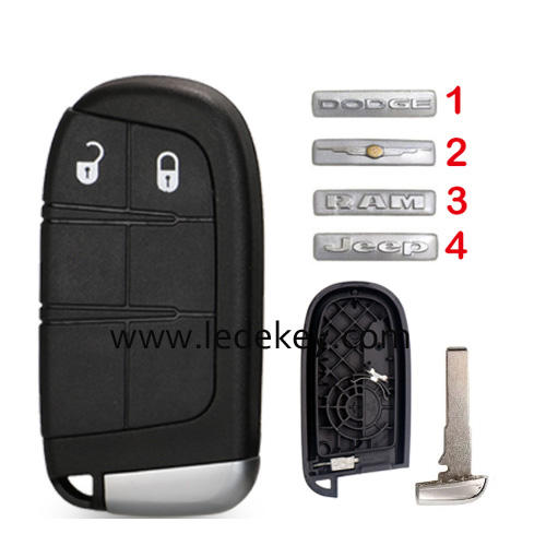 For Chrysler/Dodge/Jeep/RAM 2 button remote key shell case (pls choose logo)