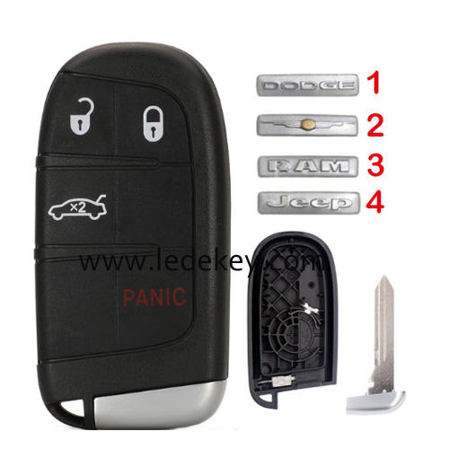 For Chrysler/Dodge/Jeep/RAM 3+1 button remote key shell case (pls choose logo)