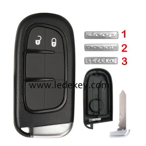 For Jeep/Dodge/RAM 2 button remote key shell case (pls choose logo)