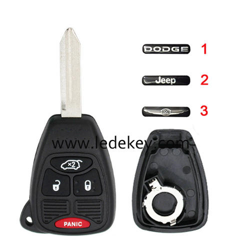 For Chrysler/Dodge/Jeep 3+1 button remote key shell case with battery clamp (pls choose logo)
